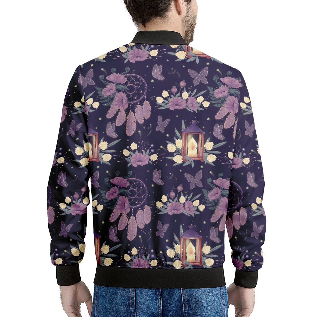 Purple Indian Dream Catcher Print Men's Bomber Jacket