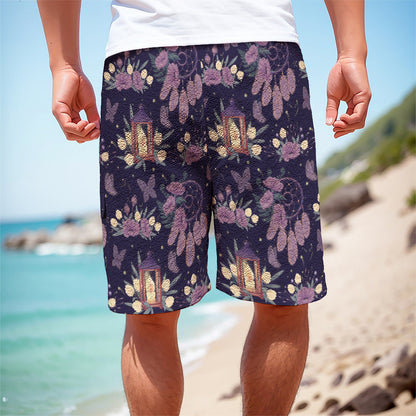 Purple Indian Dream Catcher Print Men's Cargo Shorts