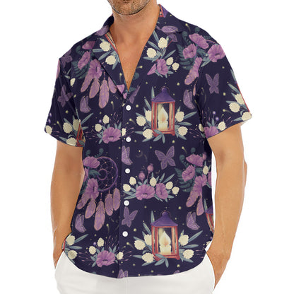 Purple Indian Dream Catcher Print Men's Deep V-Neck Shirt