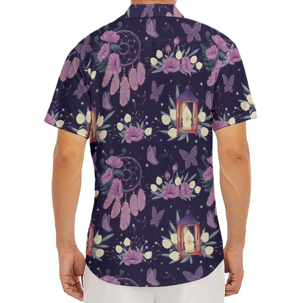 Purple Indian Dream Catcher Print Men's Deep V-Neck Shirt