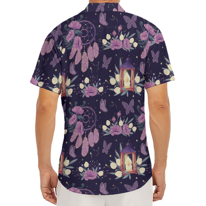 Purple Indian Dream Catcher Print Men's Deep V-Neck Shirt