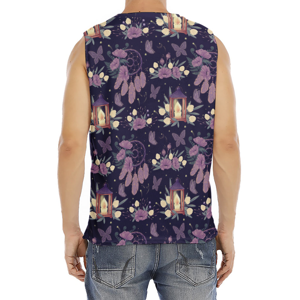 Purple Indian Dream Catcher Print Men's Fitness Tank Top
