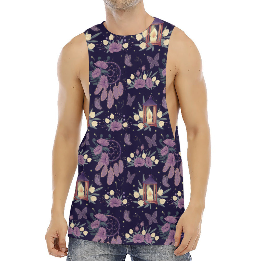 Purple Indian Dream Catcher Print Men's Muscle Tank Top