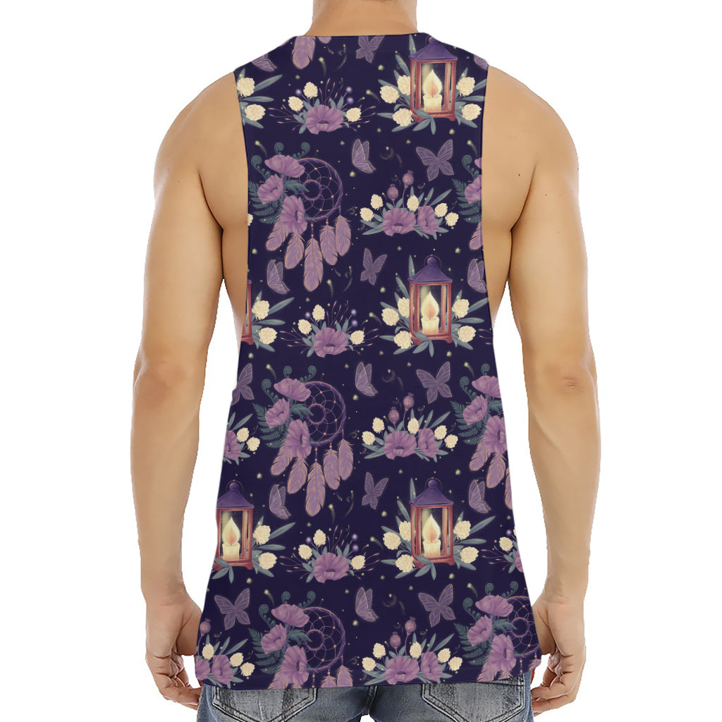 Purple Indian Dream Catcher Print Men's Muscle Tank Top