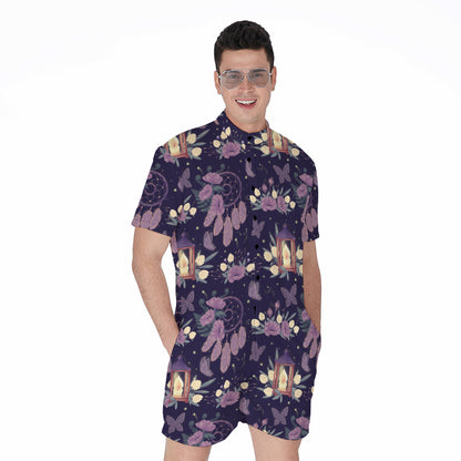 Purple Indian Dream Catcher Print Men's Rompers