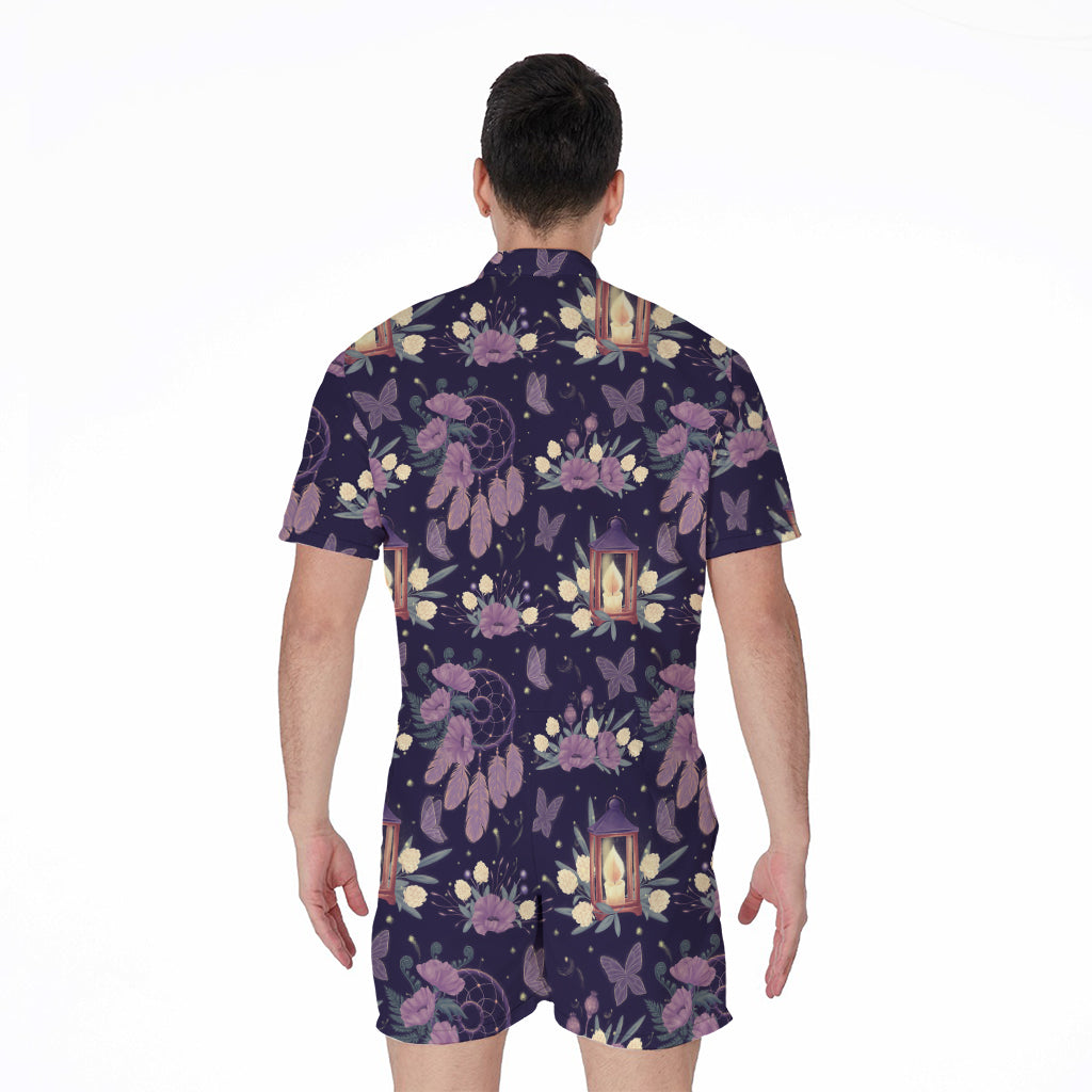 Purple Indian Dream Catcher Print Men's Rompers