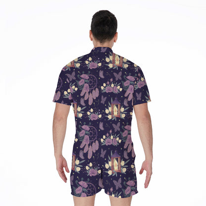 Purple Indian Dream Catcher Print Men's Rompers