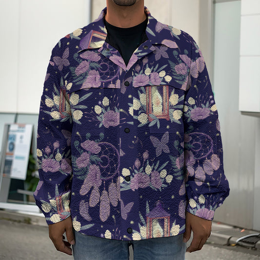 Purple Indian Dream Catcher Print Men's Shirt Jacket