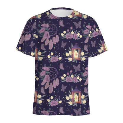 Purple Indian Dream Catcher Print Men's Sports T-Shirt