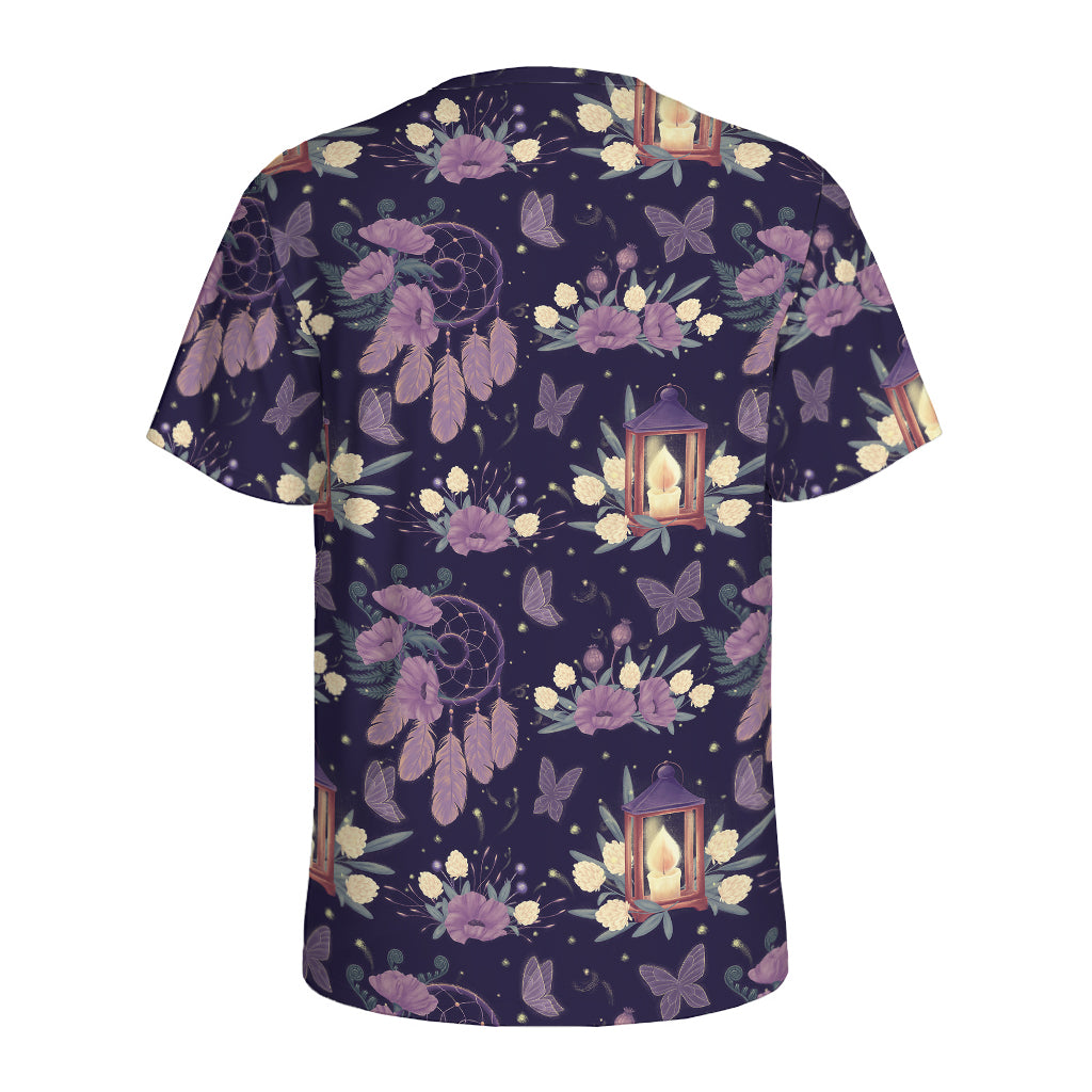 Purple Indian Dream Catcher Print Men's Sports T-Shirt