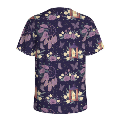 Purple Indian Dream Catcher Print Men's Sports T-Shirt