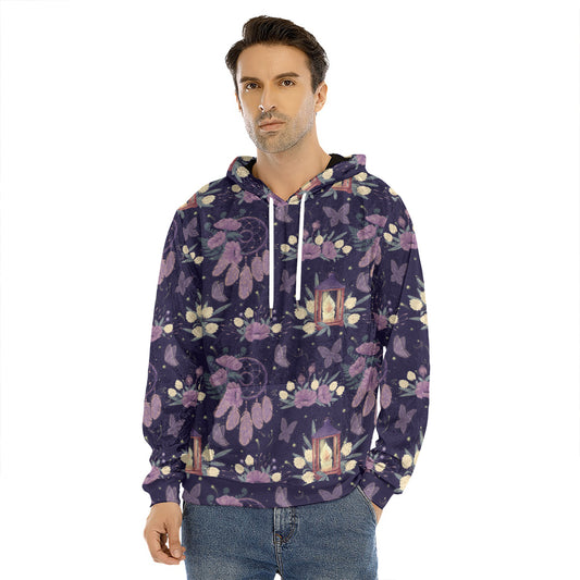 Purple Indian Dream Catcher Print Men's Velvet Pullover Hoodie