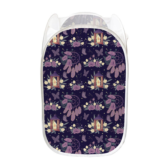 Purple Indian Dream Catcher Print Mesh Laundry Hamper