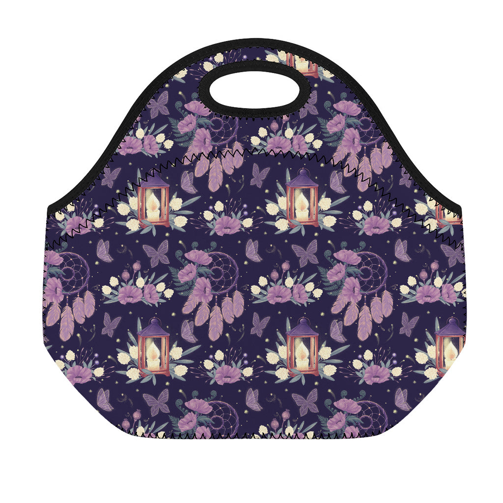 Purple Indian Dream Catcher Print Neoprene Lunch Bag