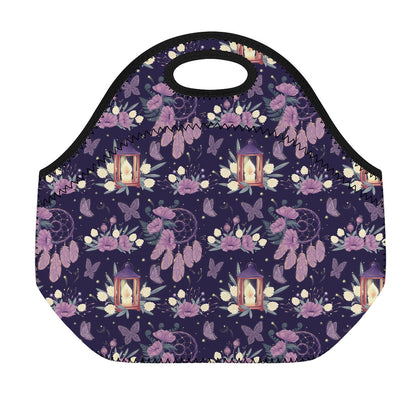 Purple Indian Dream Catcher Print Neoprene Lunch Bag