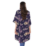 Purple Indian Dream Catcher Print Open Front Beach Cover Up