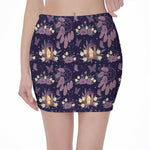 Purple Indian Dream Catcher Print Pencil Mini Skirt