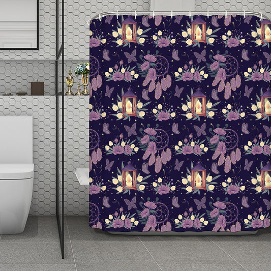 Purple Indian Dream Catcher Print Polyester Shower Curtain