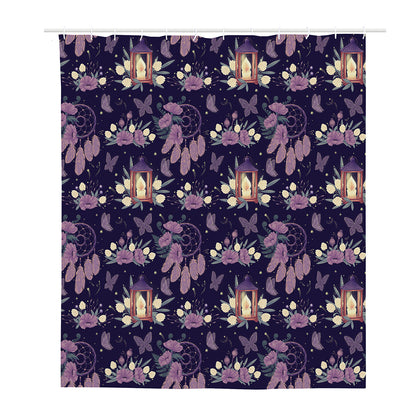 Purple Indian Dream Catcher Print Polyester Shower Curtain