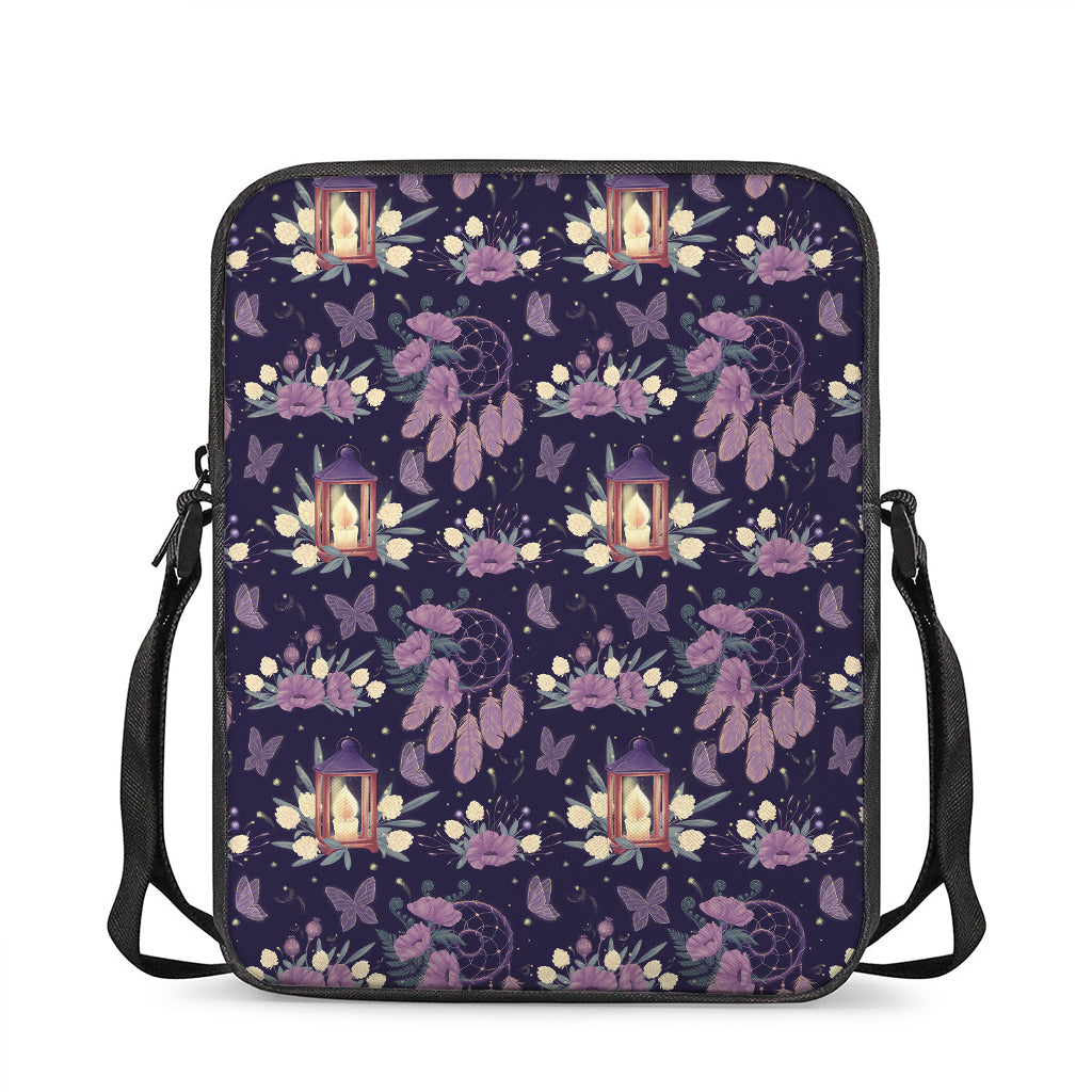 Purple Indian Dream Catcher Print Rectangular Crossbody Bag