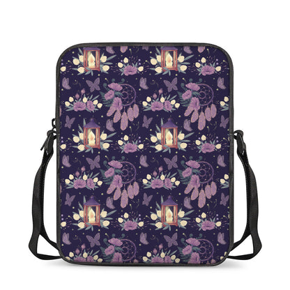 Purple Indian Dream Catcher Print Rectangular Crossbody Bag