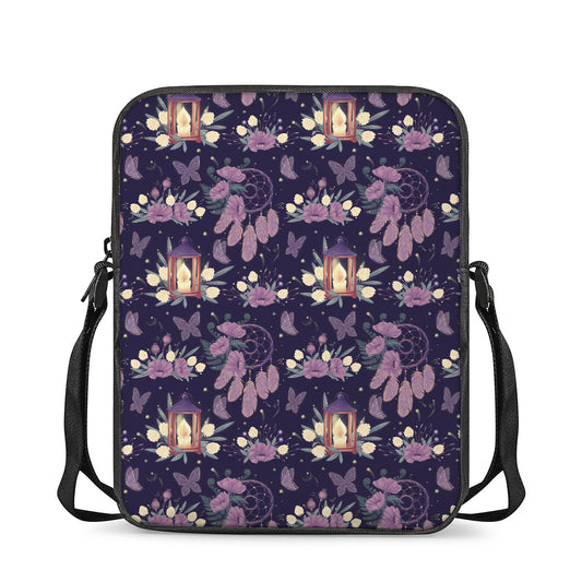 Purple Indian Dream Catcher Print Rectangular Crossbody Bag