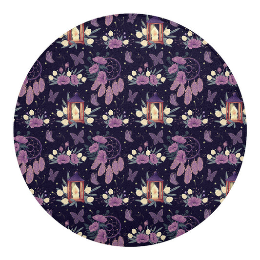 Purple Indian Dream Catcher Print Round Blanket