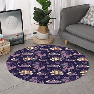 Purple Indian Dream Catcher Print Round Rug