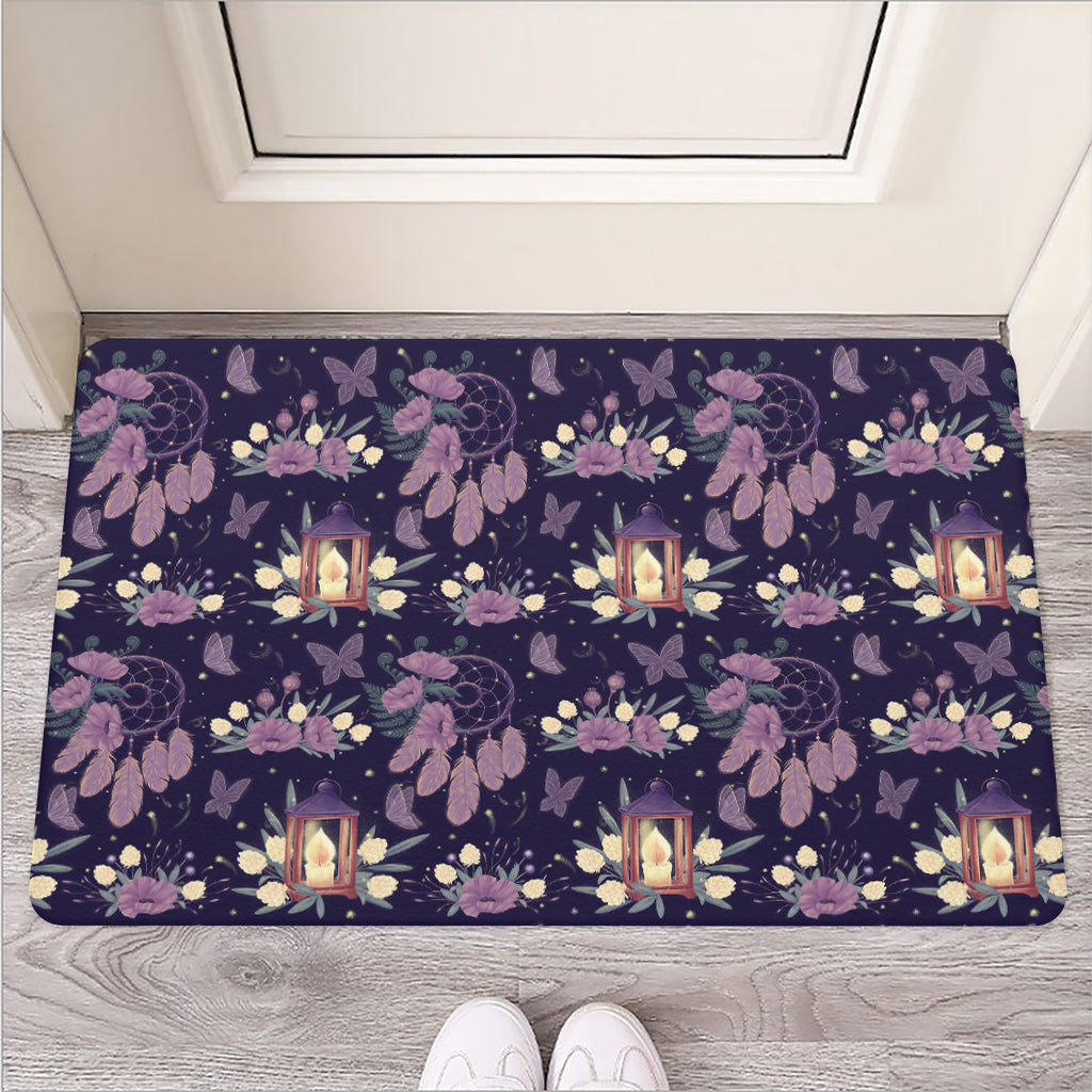 Purple Indian Dream Catcher Print Rubber Doormat