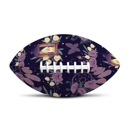 Purple Indian Dream Catcher Print Rugby Ball