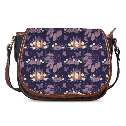 Purple Indian Dream Catcher Print Saddle Bag