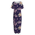 Purple Indian Dream Catcher Print Short Sleeve Long Nightdress