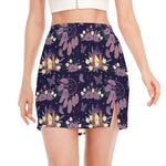 Purple Indian Dream Catcher Print Side Slit Mini Skirt