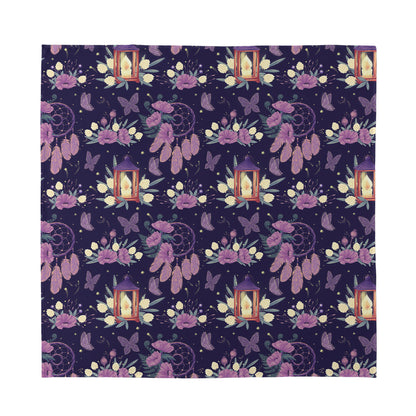 Purple Indian Dream Catcher Print Silk Bandana