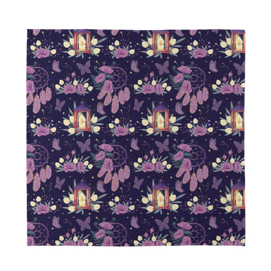 Purple Indian Dream Catcher Print Silk Bandana