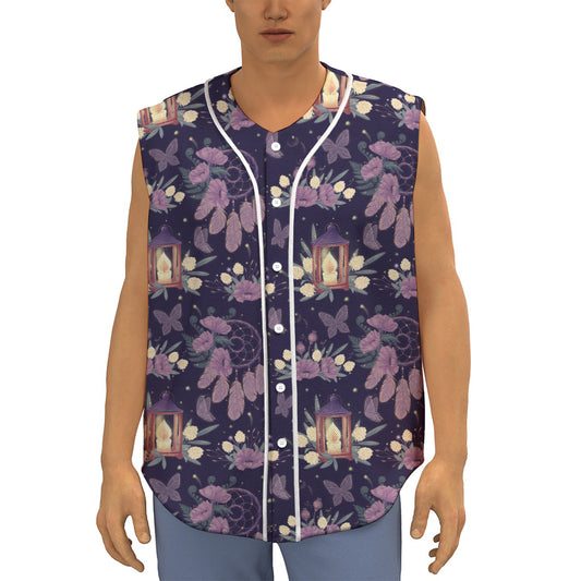 Purple Indian Dream Catcher Print Sleeveless Baseball Jersey