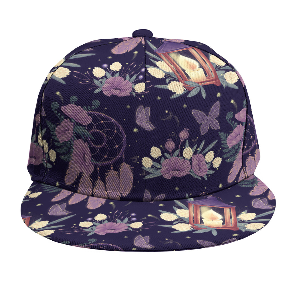 Purple Indian Dream Catcher Print Snapback Cap