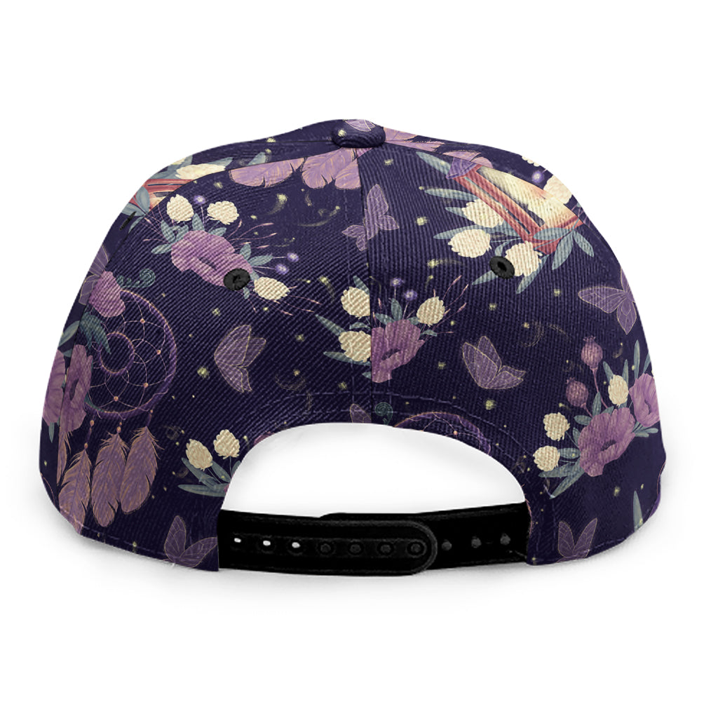 Purple Indian Dream Catcher Print Snapback Cap