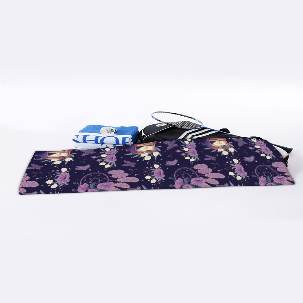 Purple Indian Dream Catcher Print Sports Towel