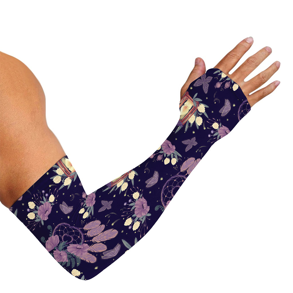 Purple Indian Dream Catcher Print Sun Protection Arm Sleeves