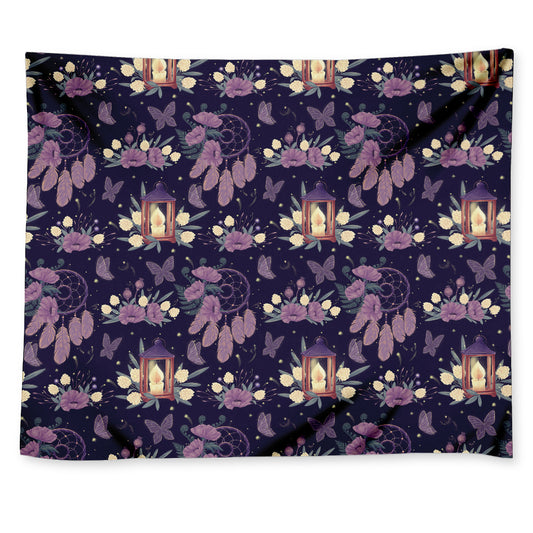 Purple Indian Dream Catcher Print Tapestry