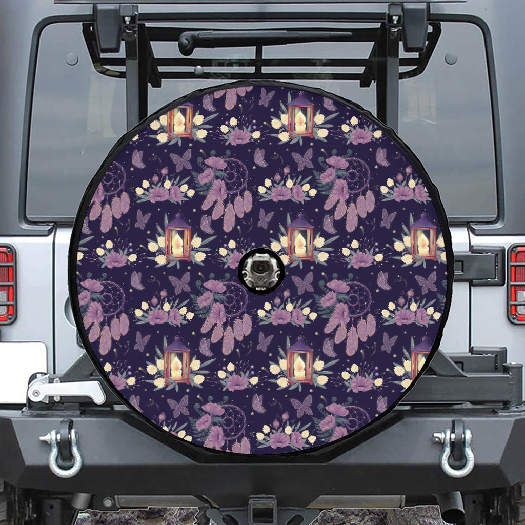 Purple Indian Dream Catcher Print Tire Cover With Camera Hole