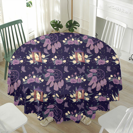 Purple Indian Dream Catcher Print Waterproof Round Tablecloth