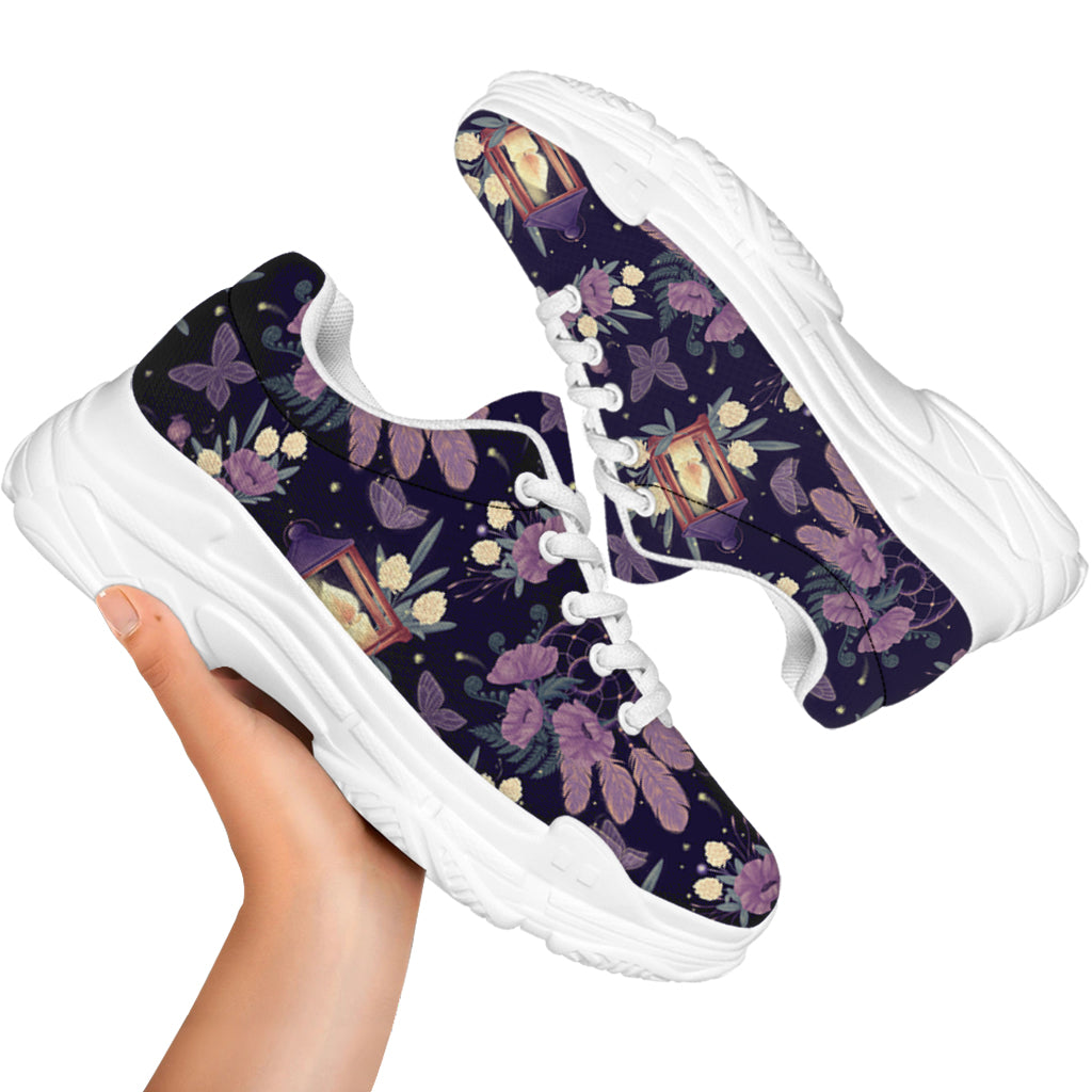 Purple Indian Dream Catcher Print White Chunky Shoes