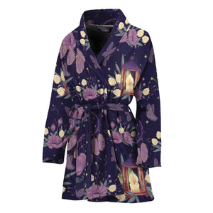 Purple Indian Dream Catcher Print Women's Bathrobe