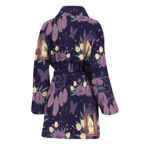 Purple Indian Dream Catcher Print Women's Bathrobe