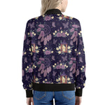 Purple Indian Dream Catcher Print Women's Bomber Jacket