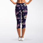 Purple Indian Dream Catcher Print Women's Capri Leggings