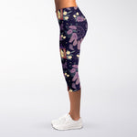 Purple Indian Dream Catcher Print Women's Capri Leggings