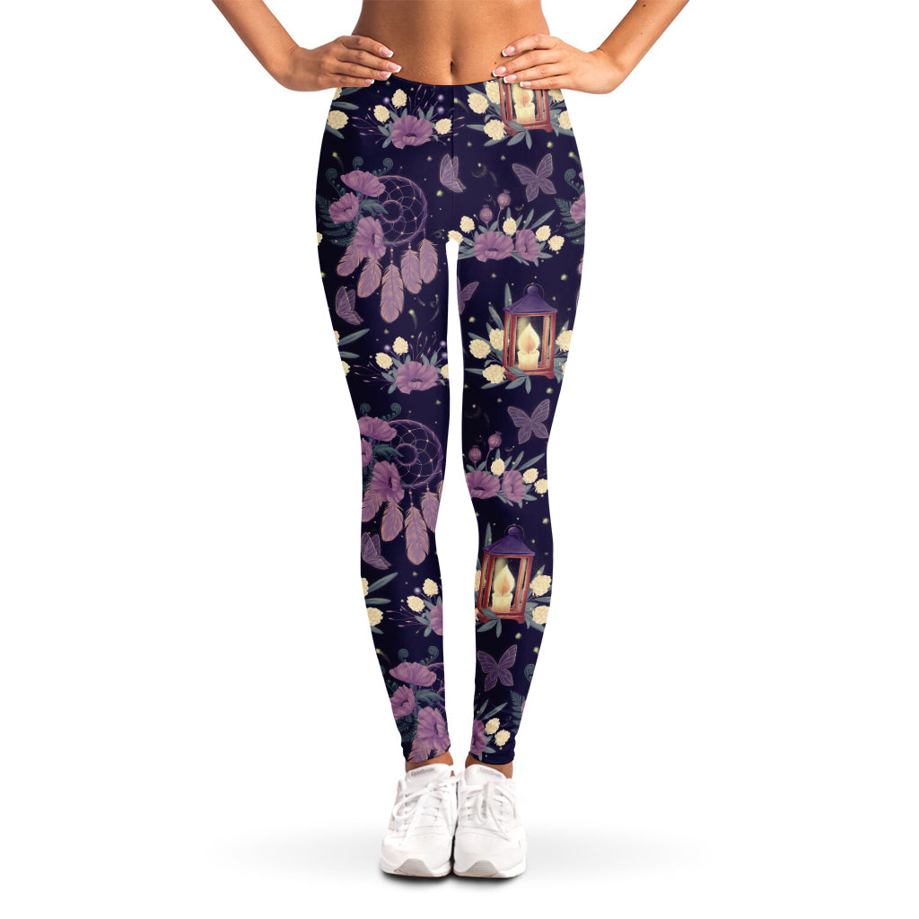Purple Indian Dream Catcher Print Women's Leggings